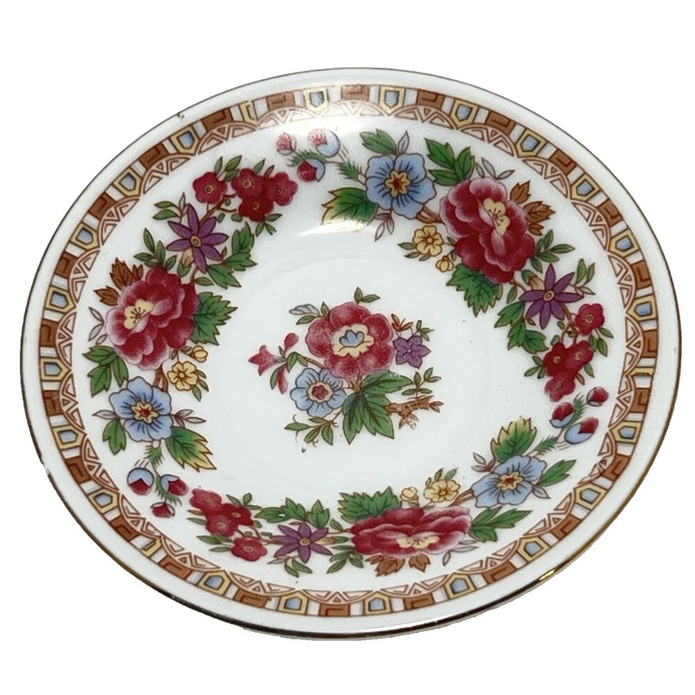Mid Century Floral Chinese-Jingdezhen-Demitasse Saucer 4.5”